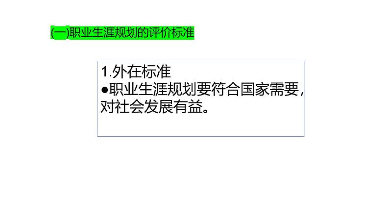 部编高教版2023心理健康与职业生涯第15课完善规划奋发有为第一框明确标准,评价规划课件08