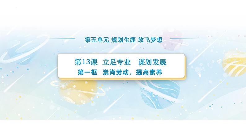 【中职专用】思想政治《心理健康与职业生涯》(高教版2023)13.1 崇尚劳动,提高素养(教学课件)第1页