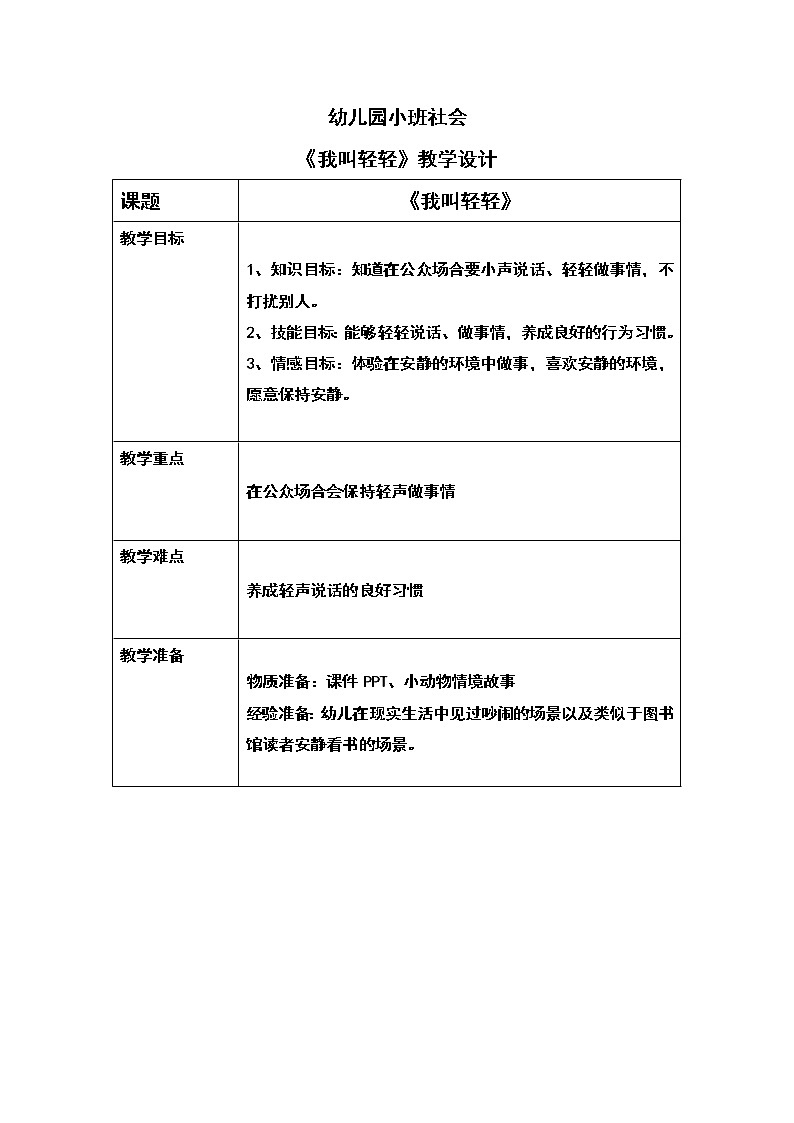 小班社会《我叫轻轻》课件+教案01