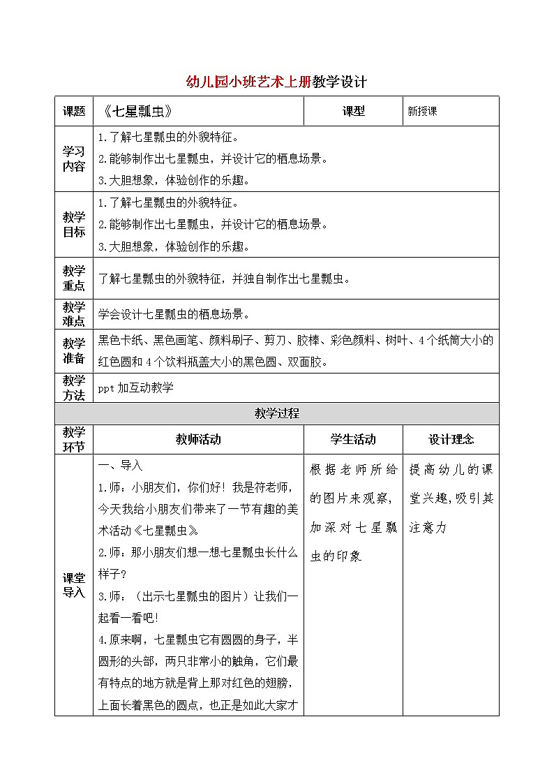 小班艺术《七星瓢虫》教案第1页