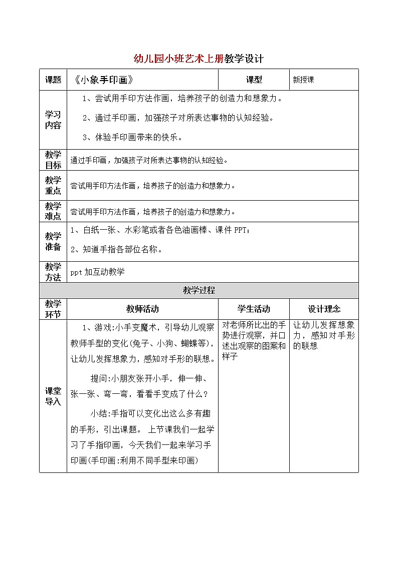 小班艺术《小象手印画》课件+教案01