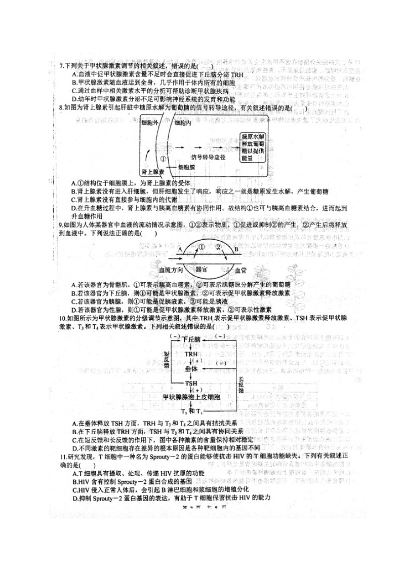 2021安徽省泗县一中高二下学期开学考试生物试题扫描版含答案第2页