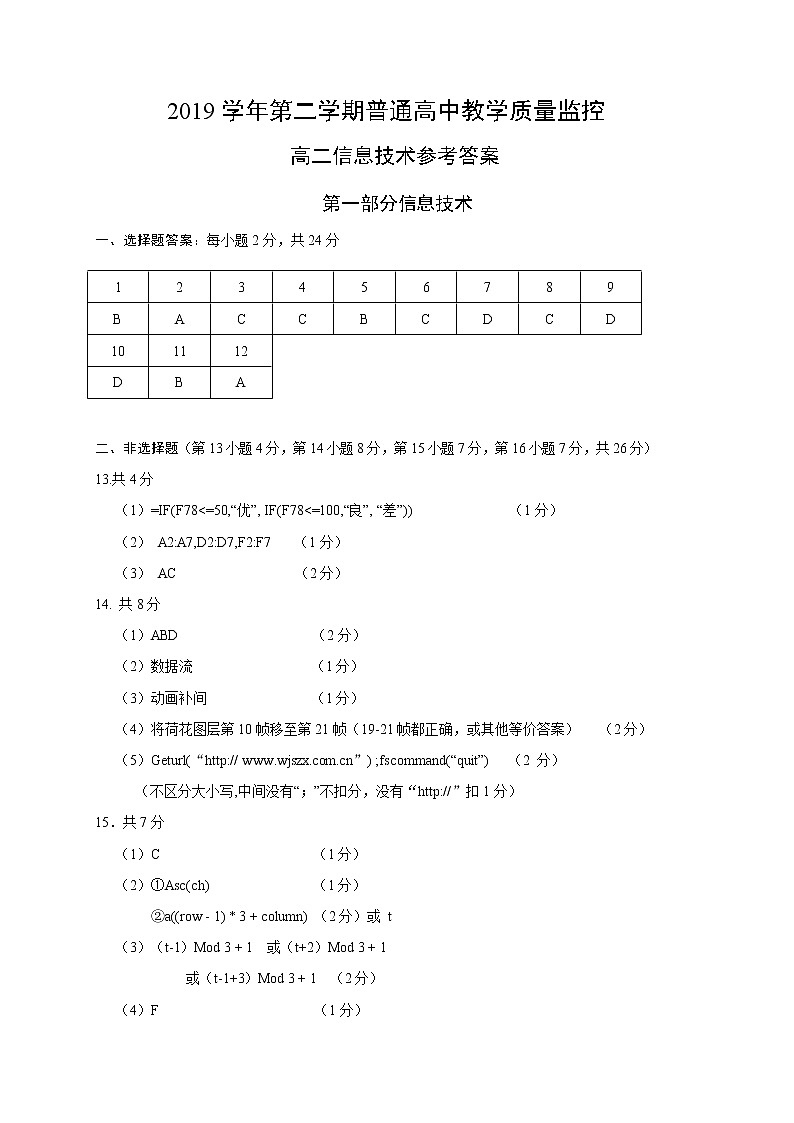 信息技术答案第1页