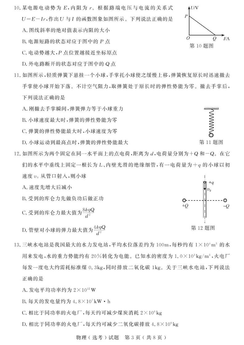 2021浙江省选考真题物理PDF版含答案03