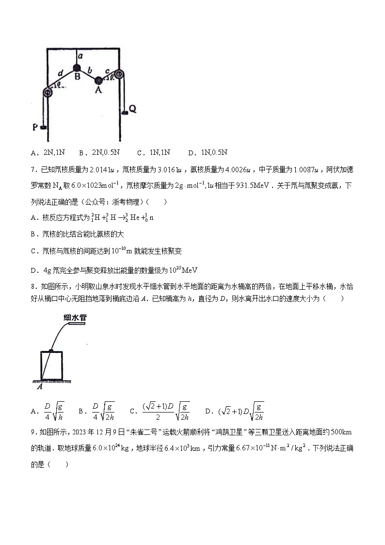 2024年1月浙江省普通高校招生选考物理试题第3页