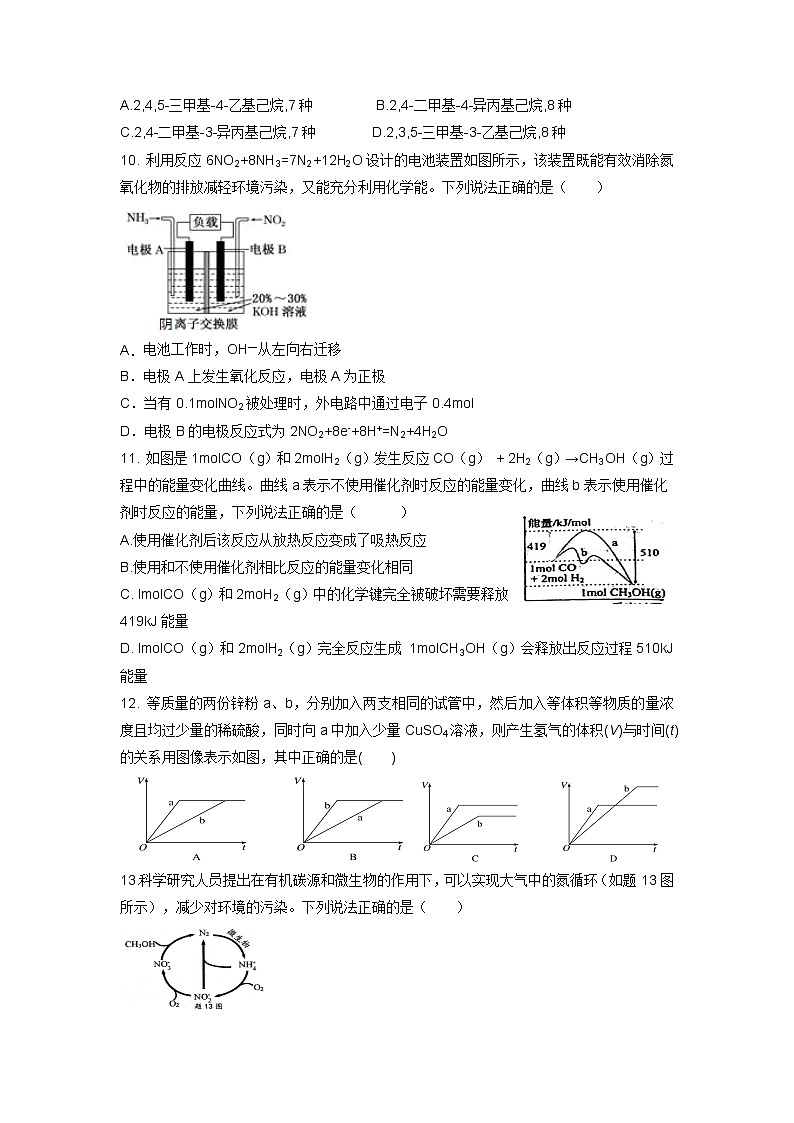 2022庄河高级中学高二上学期开学考试化学试题含答案第3页