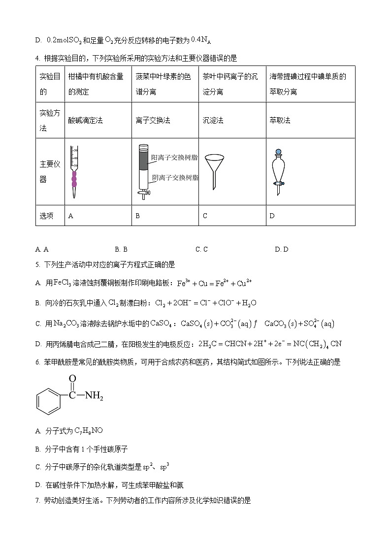2024年1月普通高等学校招生全国统一考试适应性测试(九省联考)化学试题(适用地区:贵州)(原卷版)第2页