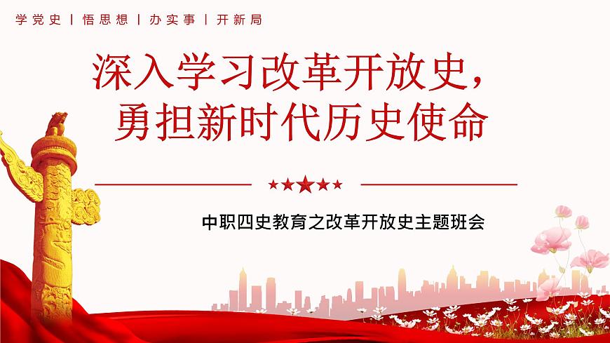 深入學(xué)習(xí)改革開放史，勇?lián)聲r代歷史使命——中職四史教育之改革開放史主題班會第1頁