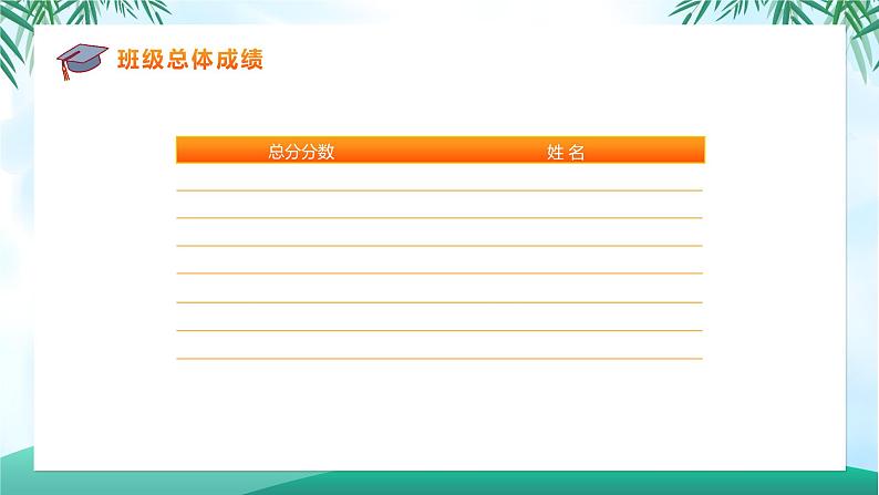小清新卡通期中考试成绩分析PPT模版第8页