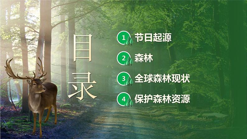 绿色简约风世界森林日PPT02