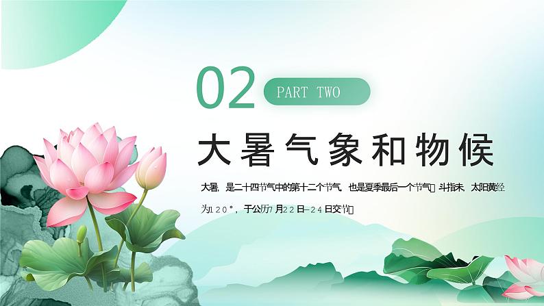 绿色小清新大暑节气介绍PPT模板第7页