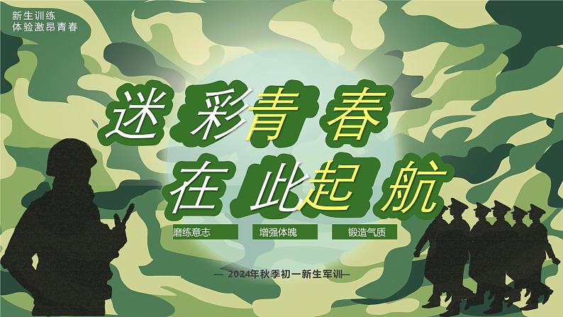 迷彩青春 在此启航-初一新生军训动员班主任主题班会 课件01