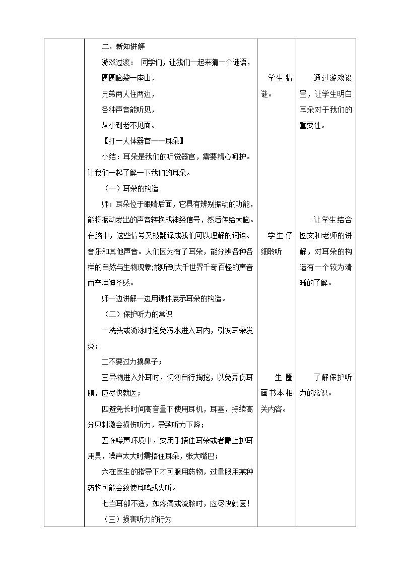 武漢版生命生態(tài)安全【武漢版】《生命安全教育》六年級 第26課《保護聽力我知道》教案第2頁