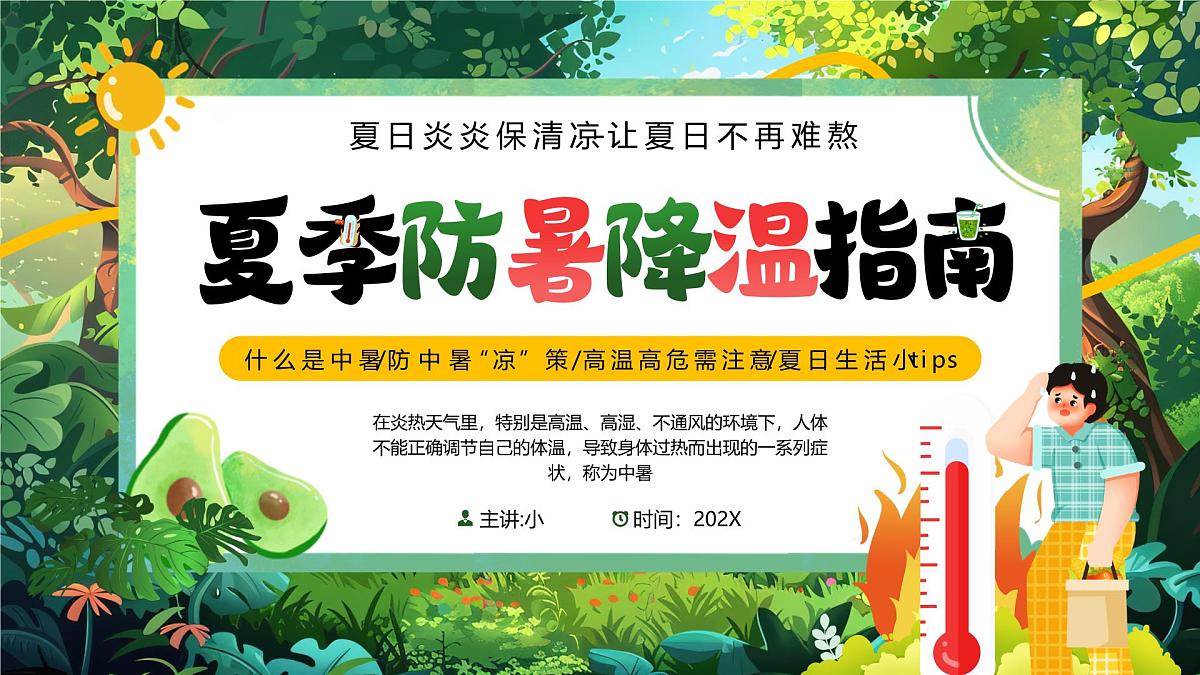 绿色卡通风夏季防暑降温指南课件第1页