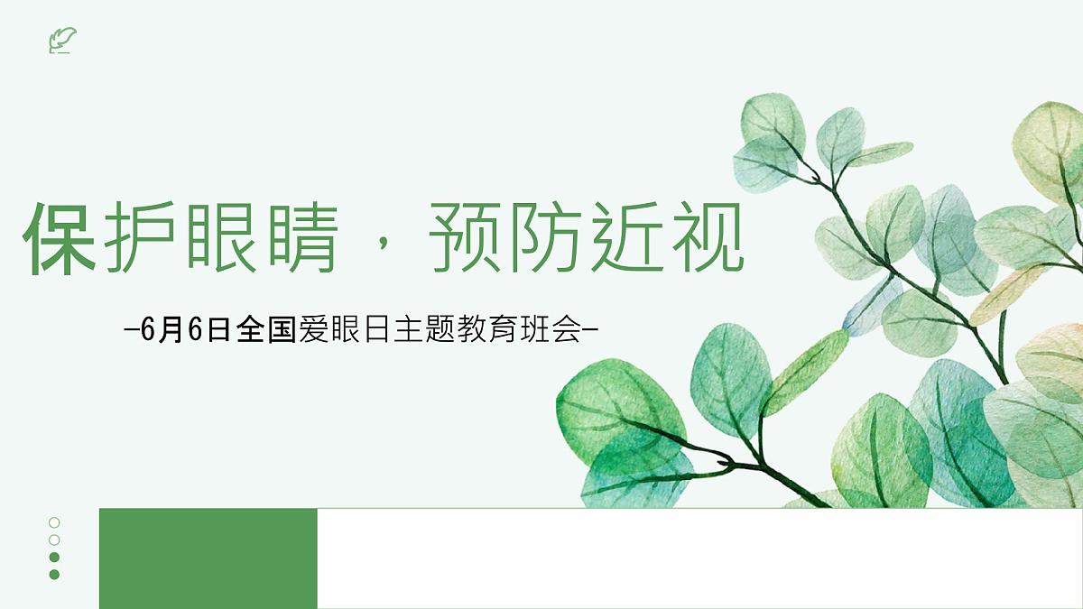 保护眼睛,预防近视——全国爱眼日主题教育班会课件第1页