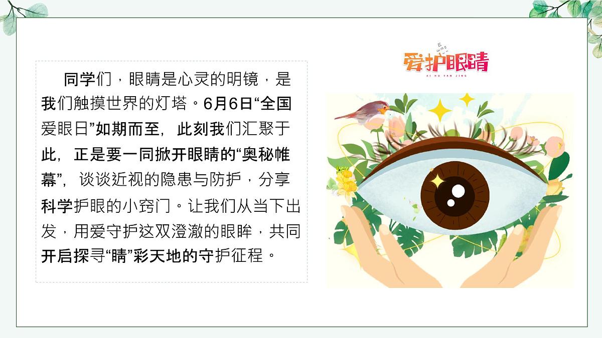 保护眼睛,预防近视——全国爱眼日主题教育班会课件第2页