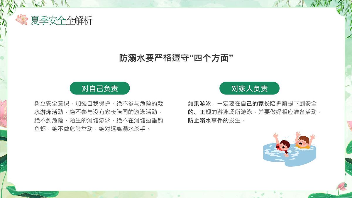 绿色中式夏季安全讲座 课件第6页