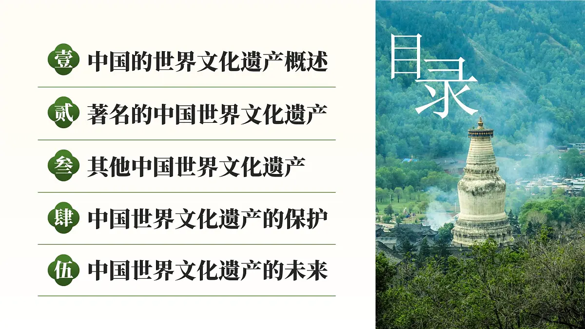绿色简约风中国的世界文化遗产 课件第2页