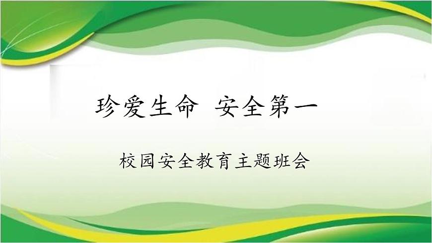 珍愛生命,安全第一校園安全教育主題班會第1頁