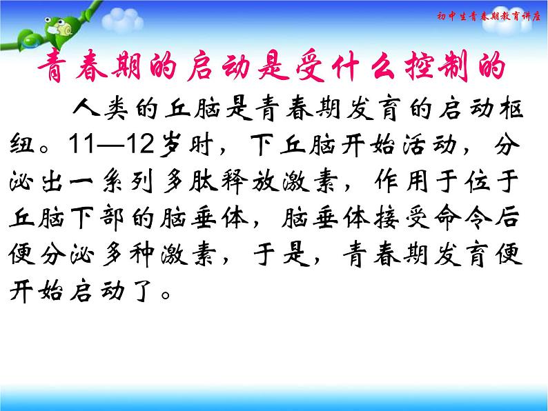初中生青春期主题班会:少男少女初成长PPT第6页