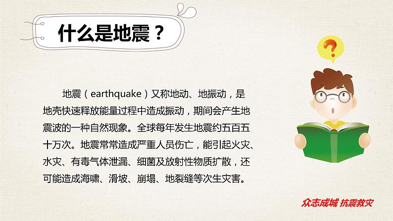 【精品PPT】中小学安全主题班会 《抗震救灾》 推荐04