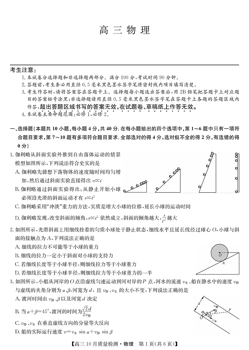 山西省运城市2022届高三上学期10月质量检测物理试题第1页