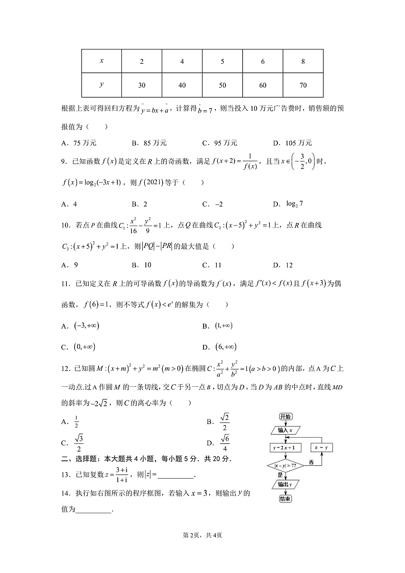 四川省绵阳市南山中学2022届高三上学期12月月考数学(理)试题PDF版含答案02
