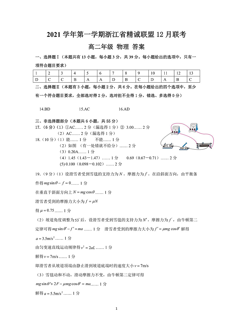 高二物理参考答案第1页