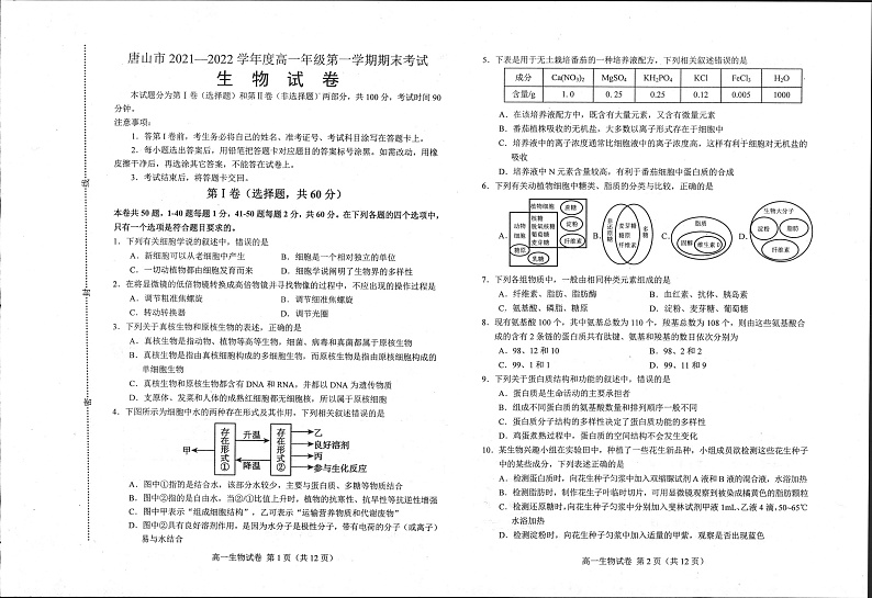 高一生物第1页