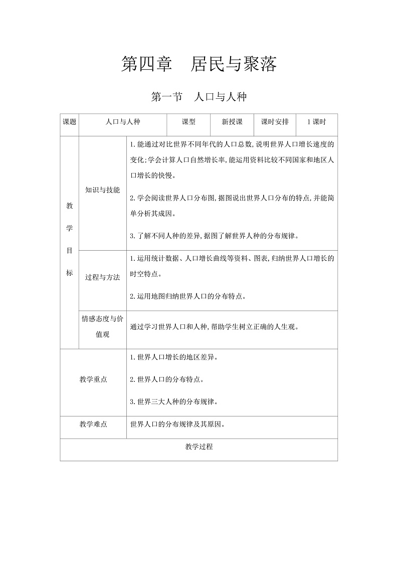 第四章《居民与聚落》课时简案第1页