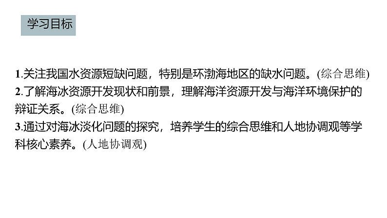 2021-2022学年人教版(2019)地理必修第一册第三章 问题研究 能否淡化海冰解决环渤海地区淡水短缺问题 课件02
