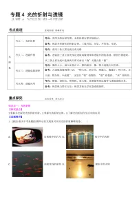 2022苏科版中考物理二轮专题复习4 光的折射与透镜(原卷版)