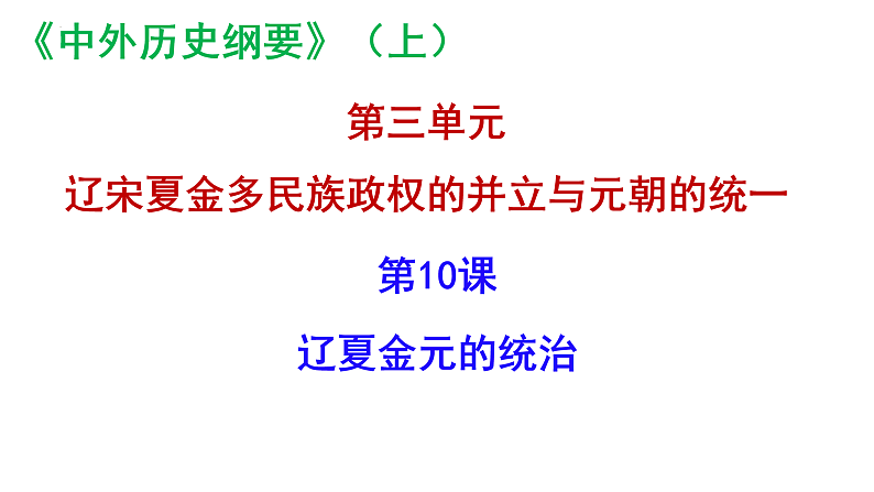 2022-2023学年统编版(2019)高中历史必修中外历史纲要上册第10课 辽夏金元的统治 课件01