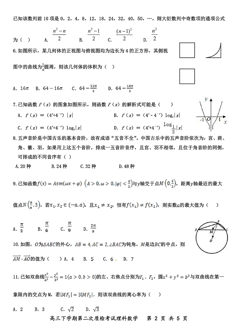 河北省武邑中学2020届高三年级下学期第二次质检考试数学(理)试题(PDF版)第2页