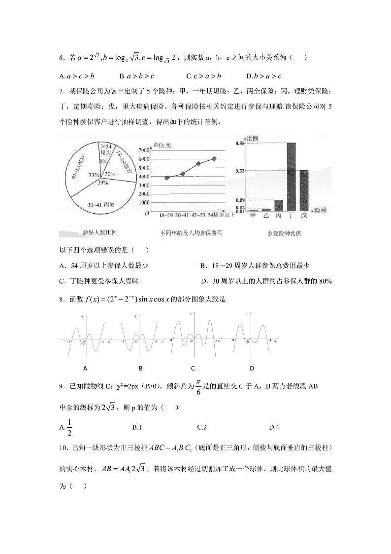 贵州省2020年普通高等学校招生适应性考试理科数学试题第2页
