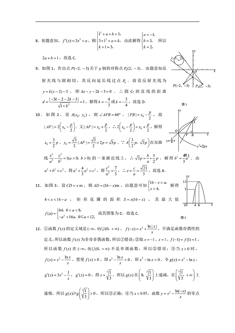 陕西省榆林市高新完全中学2020届高三月考(二)数学(文)答案第2页