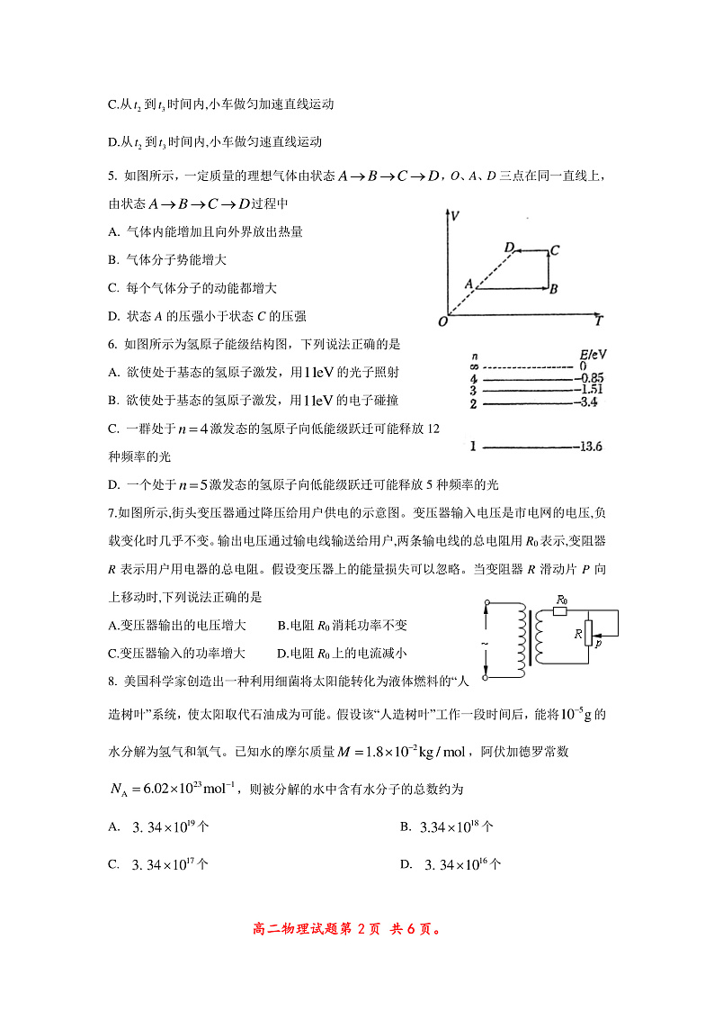 山东省滨州市无棣县2020-2021学年高二下学期期中考试物理试题(PDF版)第2页
