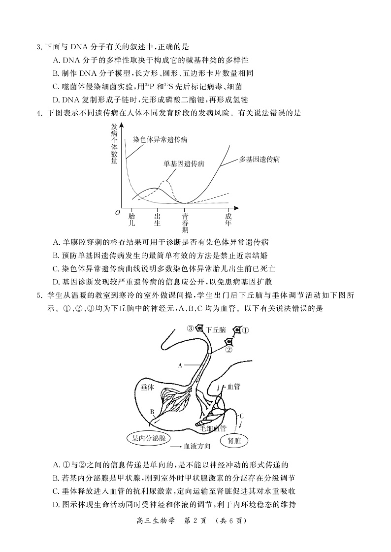 河南省开封市2022-2023学年高三上学期12月一模考试生物试卷第2页