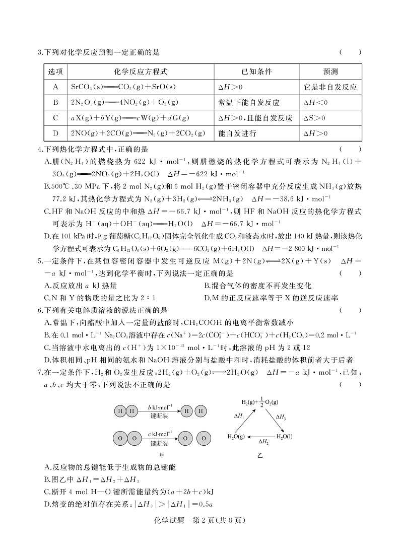 2023河南省青桐鸣高二上学期期中联考试题化学PDF版含解析02