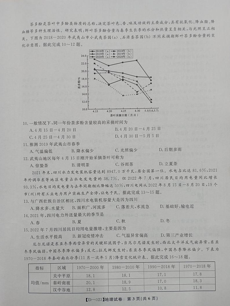 2023安徽省皖江名校联盟高三上学期12月第四次联考地理PDF版含答案03