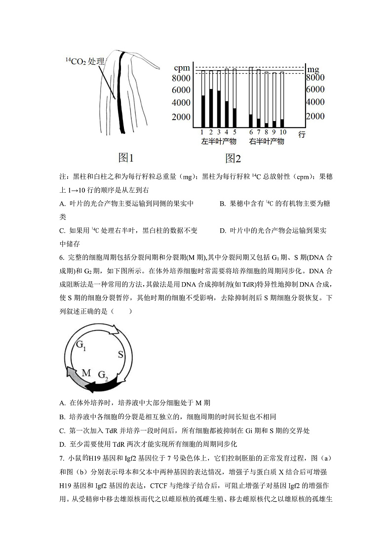 湖南省长沙市长郡中学2023届高三月考(六)生物试题(原卷版)第3页