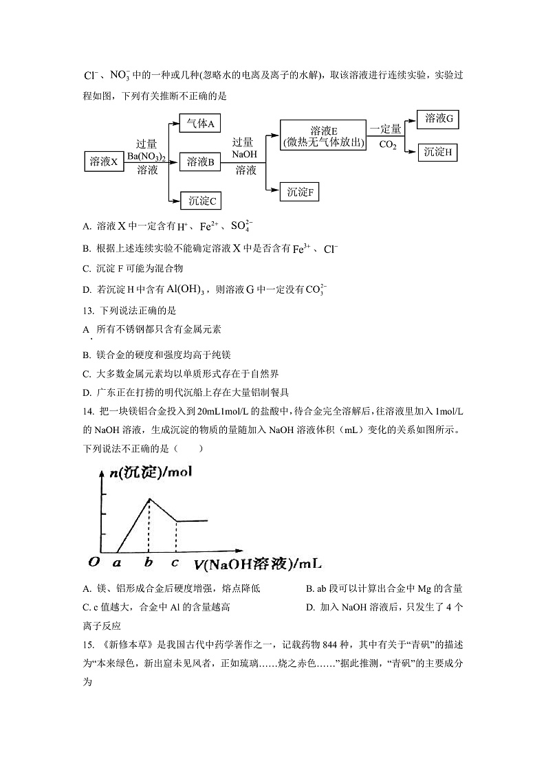 湖南省郴州市苏仙区多校2022-2023学年高一上学期期末线上联考化学试题 (原卷版)第3页
