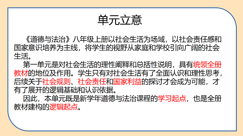 部编版道德与法治八年级上册 第一单元 走进社会生活(单元解读课件)04
