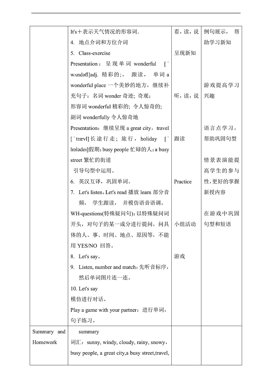 Unit3  Lesson 2 How is New York Let's learn 教案第2頁