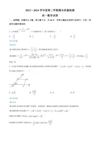 湖北省武汉市江岸区2023-2024学年高一下学期期末质量检测数学试卷（Word版附解析）