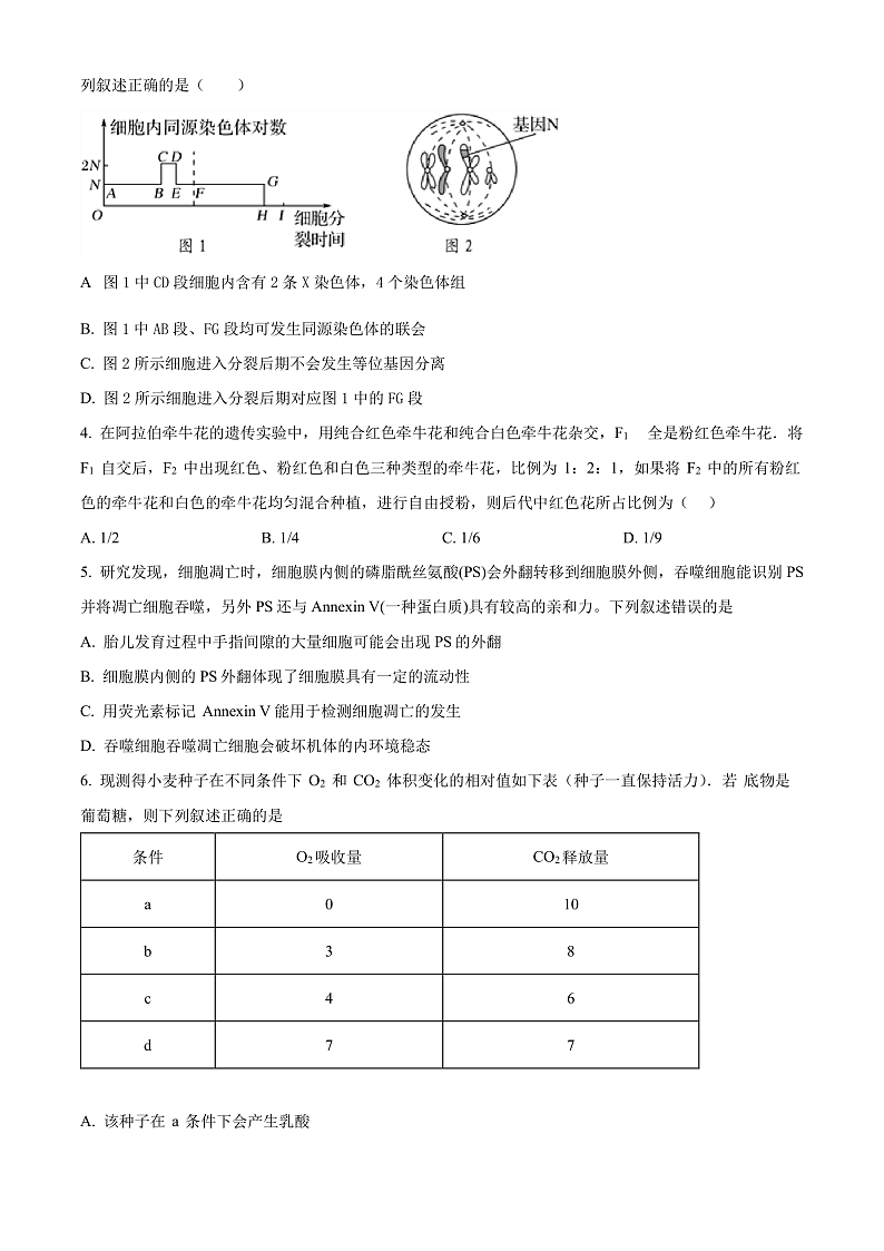 2024衡阳八中高一下学期期末考试生物试卷含解析02