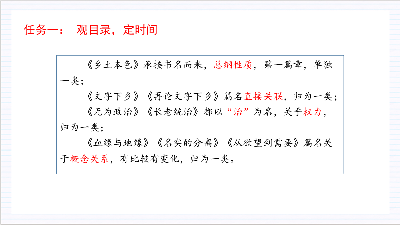 人教统编版高中语文必修上册《乡土中国》第2课时:制定阅读计划,自主通读全 课件+教案+导学案+分层作业06