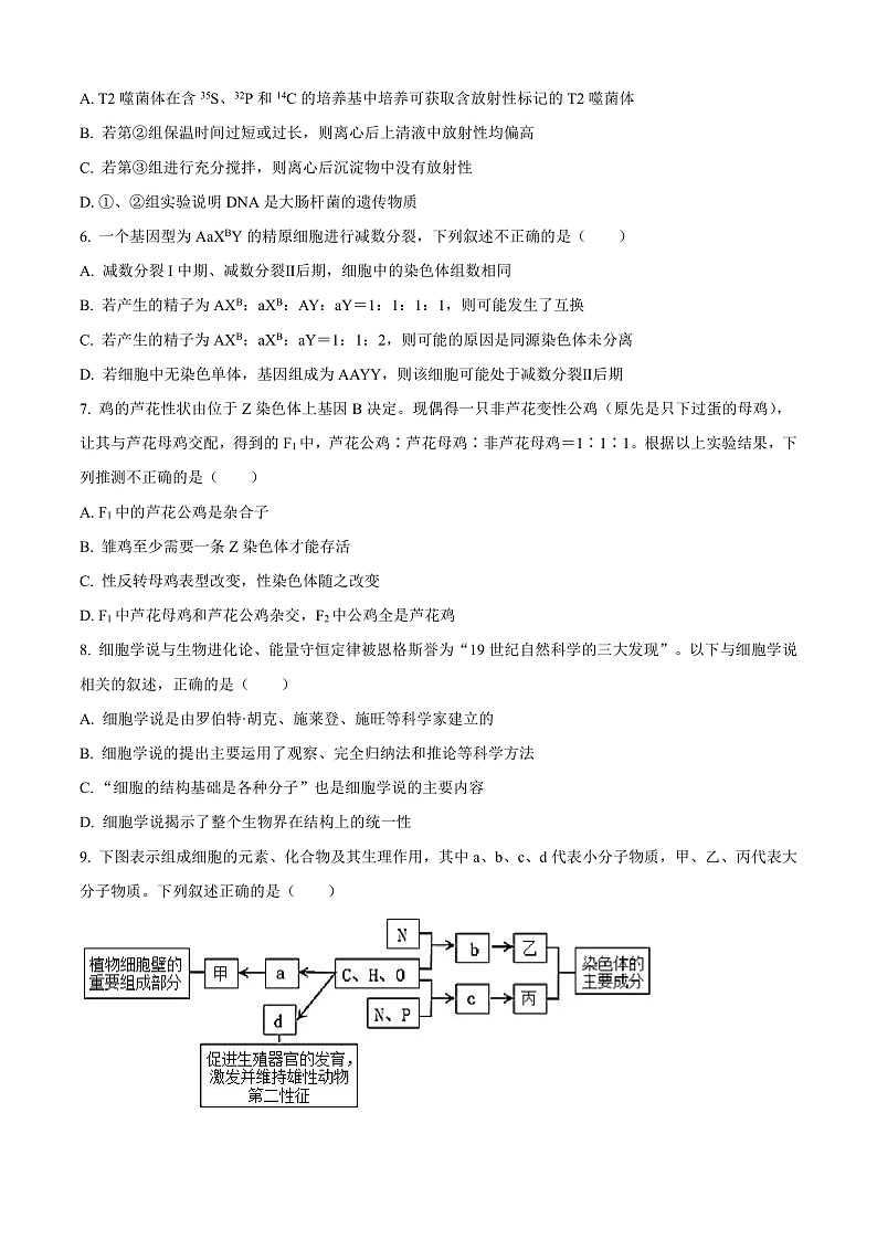 广东省三校“决胜高考,梦圆乙巳”2024-2025学年高三上学期第一次联合模拟考试生物试卷(Word版附解析)02