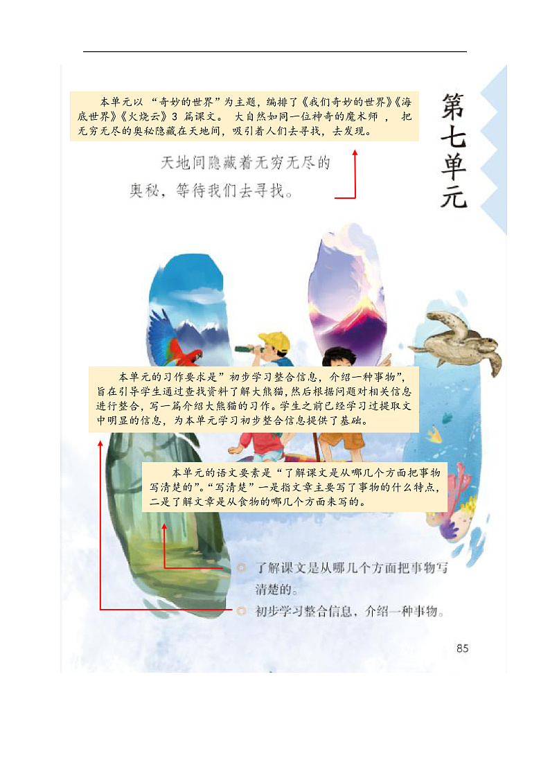 人教部编版语文三年级下册 第七单元 单元解读讲义第1页