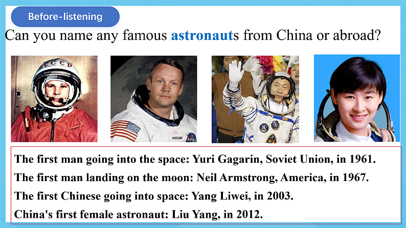 人教版(2019)高中英语必修第三册Unit 4《Space Exploration》Listening and Speaking 课件第4页